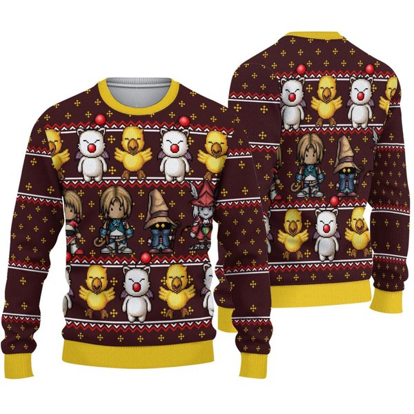 Final Fantasy Classic 8bit Ugly Christmas Sweater