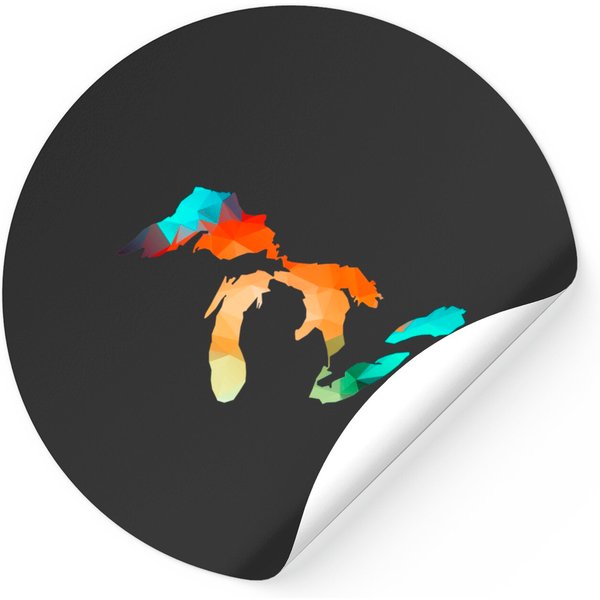 Michigan - Great Lakes In Fractal Colors - Michigan - Stickers-image