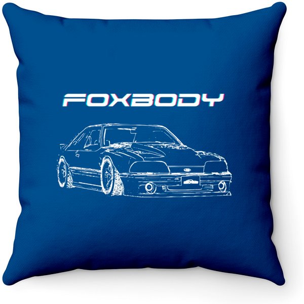 Third Gen Mustang Foxbody Fox Body Custom Line Art Throw Pillows-image