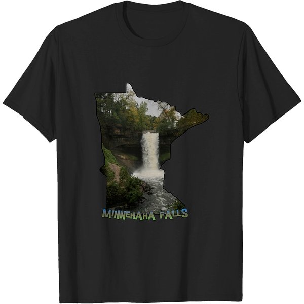 Minnesota State Outline (Minnehaha Falls) - Minnehaha Falls - T-Shirt-image