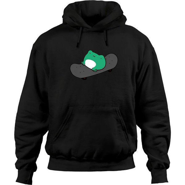 Frog On Skateboard Hoodie, Cute Animal Hoodie-image