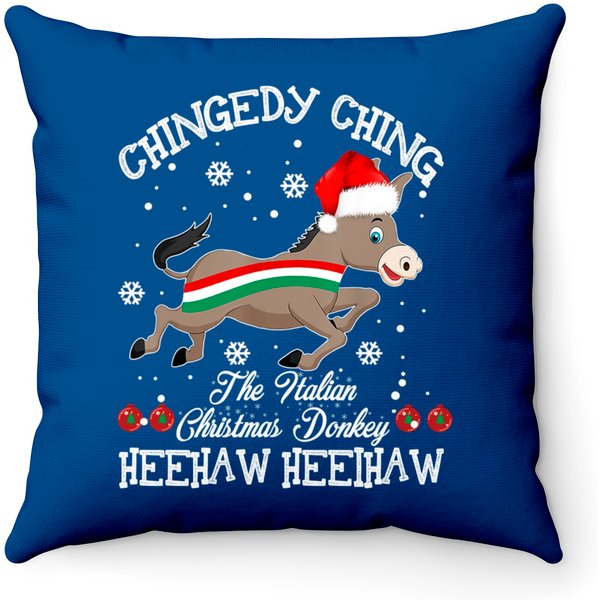 Dominick The Christmas Donkey Italian Donkey Christmas Gifts Throw Pillows-image