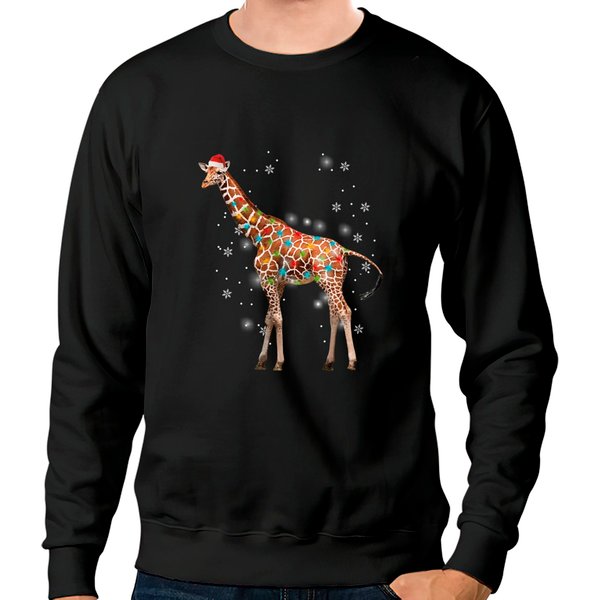 Giraffe Tree Light Christmas Sweater Xmas Animal Sweatshirt-image