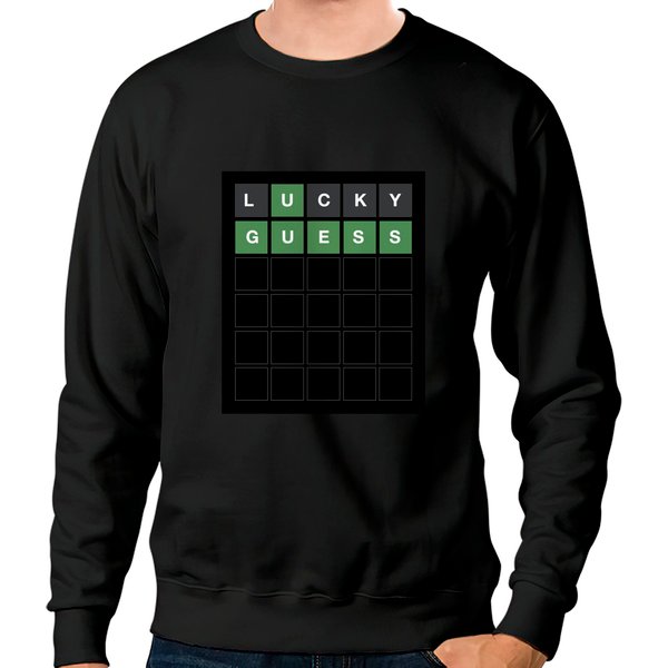 Wordle Lucky Guess Funny Wordl Grid Word Game Design Sweatshirts-image