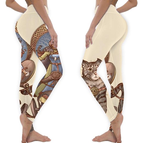Freya Driving Her Cat Chariot Leggings