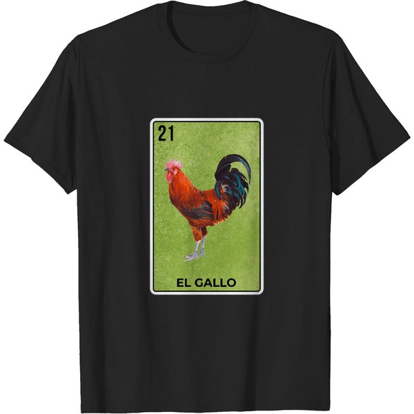 El Gallo Mexican Lottery Card Rooster Cinco De T-Shirt-image