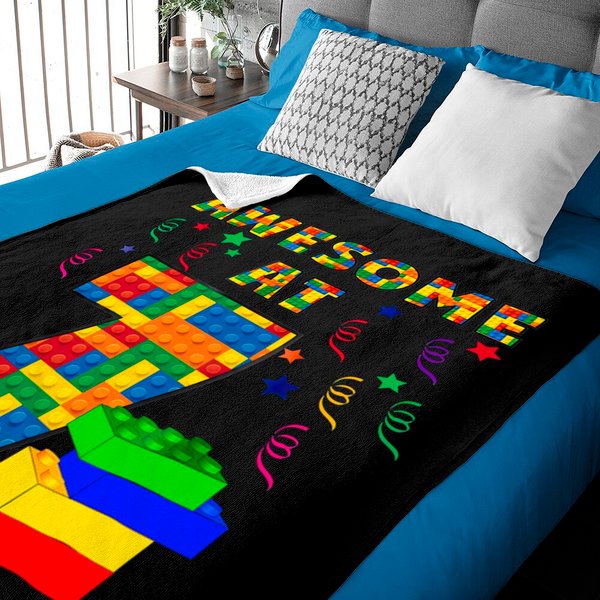 Legoland Birthday Baby Blankets Building Blocks Bricks Awesome At 7 Years Old Birthday Boy-image