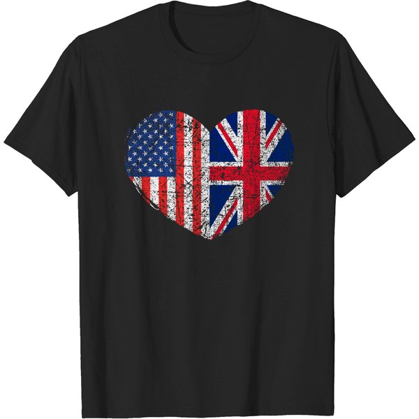 Usa United Kingdom Heart Dual Citizenship Flag T Shirt-image