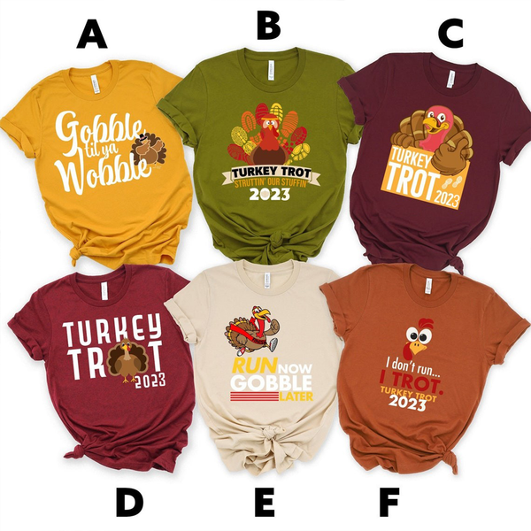 Thanksgiving Turkey Trot Family Matching T Shirt-image