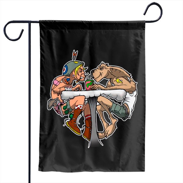 Tank Girl And Booga Heart - Tank Girl - Garden Flags
