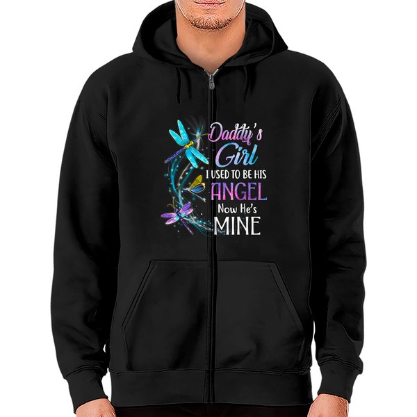 Daddy's Girl I Used To Be His Angel Now He's Mine Zip Hoodies-image
