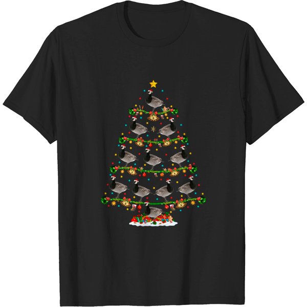 Funny Xmas Lighting Santa Canada-Goose Bird Christmas Tree Pullover T-Shirts-image