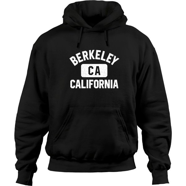 Berkeley Ca California Gym Style Distressed White Print Hoodie