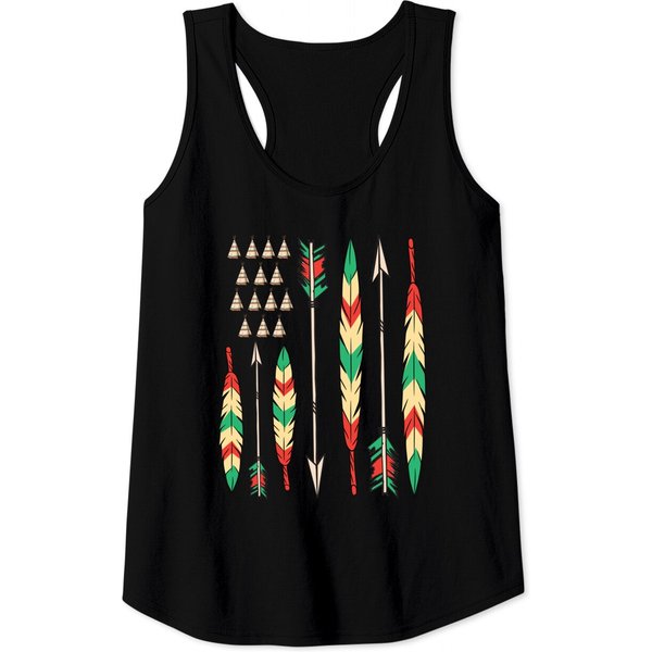 Indian Arrow Tank Tops Native American Indian Tribe Usa Flag Pointer Arrow Design-image