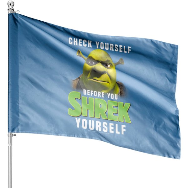 Shrek Check Yourself Before You Shrek Yourself House Flags-image