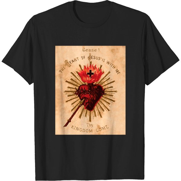 Vintage Sacred Heart Of Jesus Catholic Art Traditional T-Shirts-image