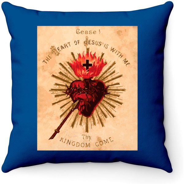 Vintage Sacred Heart Of Jesus Catholic Art Traditional Throw Pillows-image