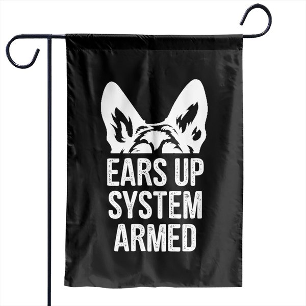 Ears Up System Armed German Shepherd Dog Garden Flags-image