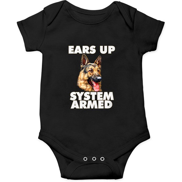 German Shepherd Ears Up System Armed Onesies