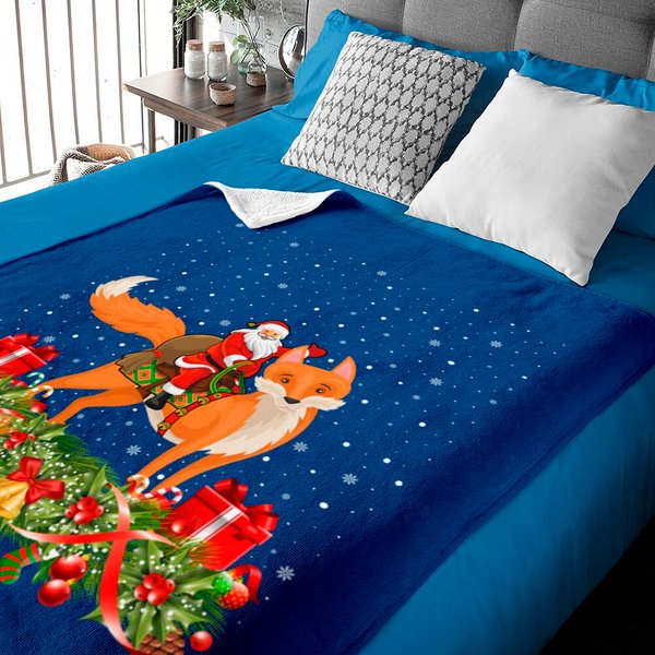 Foxes Lover Xmas Santa Riding Fox Christmas Baby Blankets