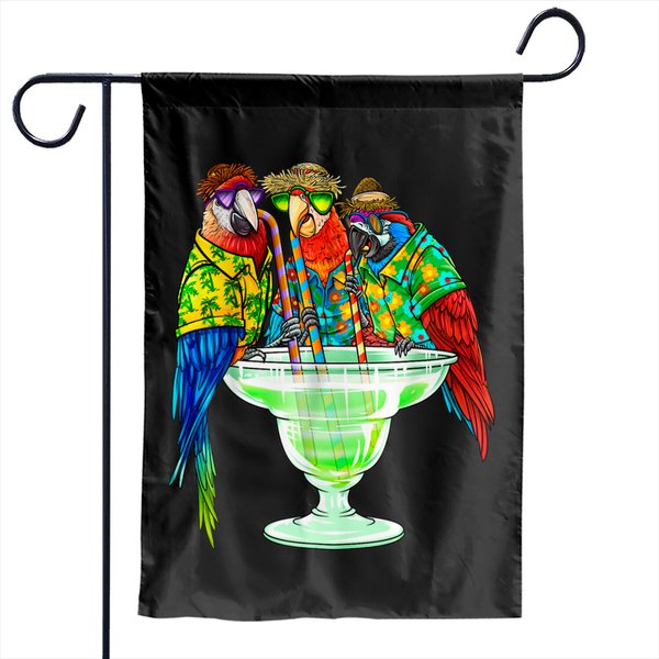 Parrots Drinking Margarita Hawaiian Garden Flags Vacation Birds Garden Flags-image