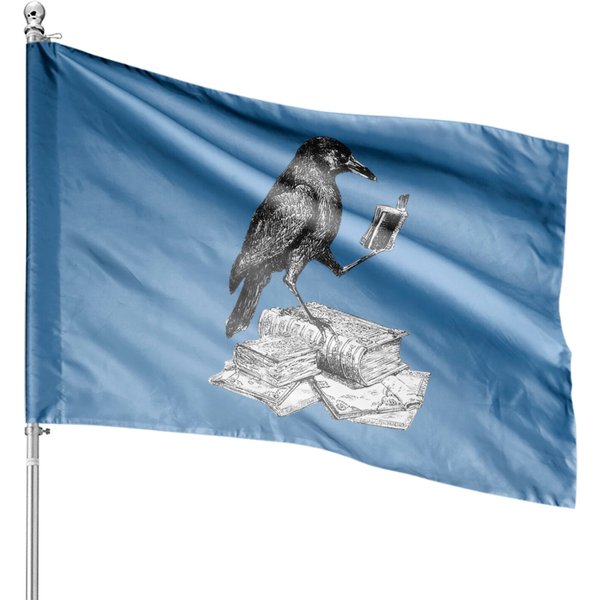 Crow With Book - Crow - House Flags-image