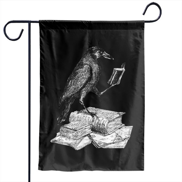 Crow With Book - Crow - Garden Flags-image