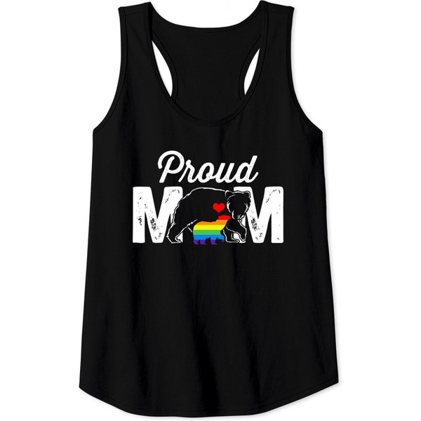 Mama Bear Proud Mom Rainbow Flag Gay Lgbt Pride Mother's Day Tank Tops-image