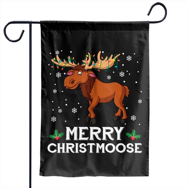 Merry Christmoose Christmas Moose Funny Xmas Garden Flags-image