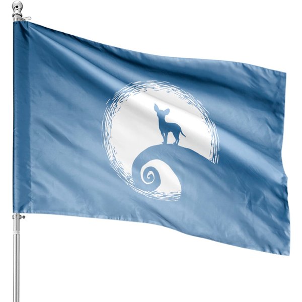 Chihuahua And Moon Halloween Funny House Flags-image