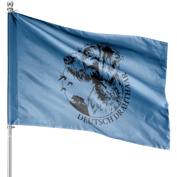 Proud Deutsch Drahthaar Dog Portrait - Deutsch Drahthaar - House Flags-image