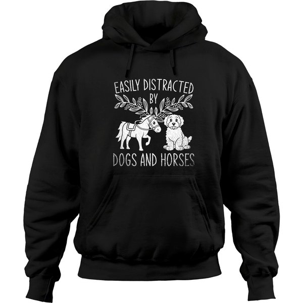 Equestrian Dog Lover Easily Distracted By Dogs And Horses Hoodies