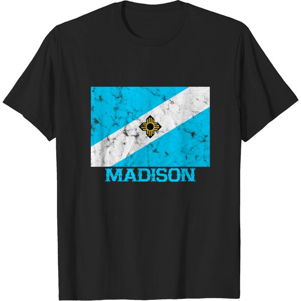 Madison Wisconsin Distressed Flag City T Shirt-image