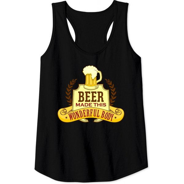 Funny Beer Made This Wonderful Body - Beer Belly - Tank Tops-image