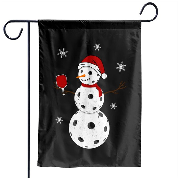 Pickleball Garden Flags Funny Merry Christmas Snowman Playing Pickleball-image