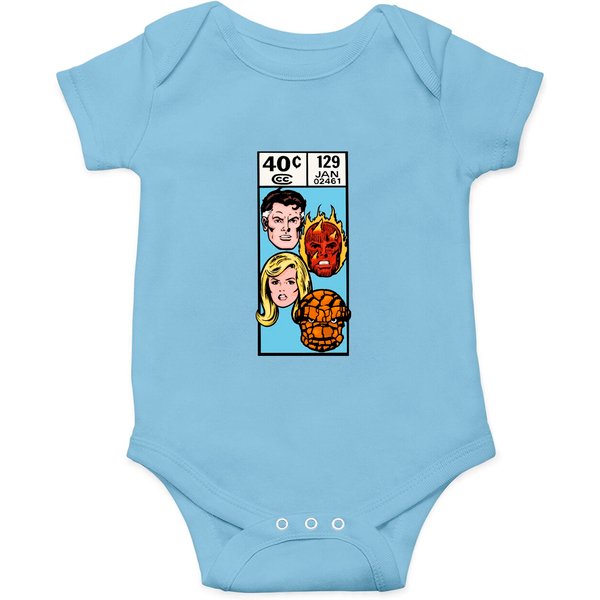 Fantastic Four Corner Box Art (light Blue) - Fantastic Four - Onesies