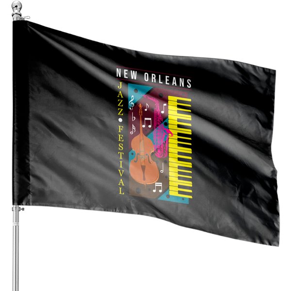 Jazz Music New Orleans Music Festival Musical Souvenir House Flags-image