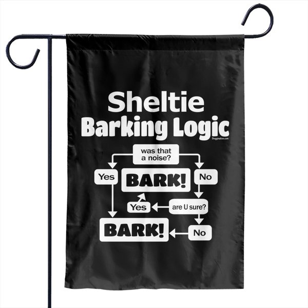 Sheltie Barking Logic Garden Flags-image