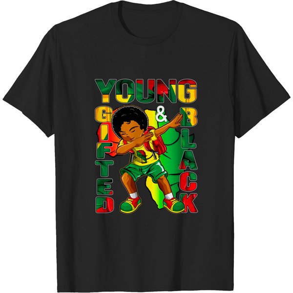 Black History Month Decorations Top Young Gifted Black Boys T-Shirt-image