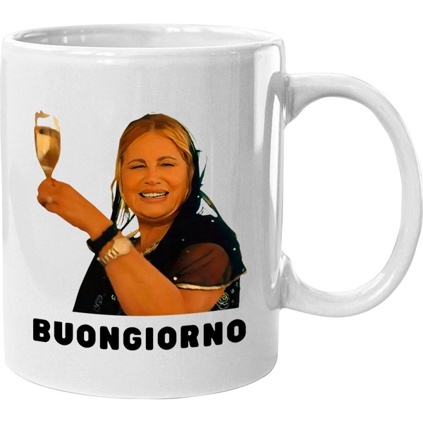 White Lotus Unisex Mugs With Jennifer Coolidge As Tanya Mcquoid In White-image