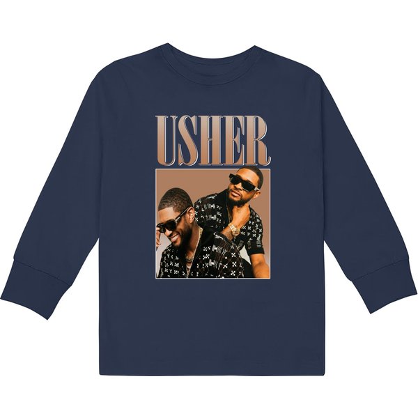 Usher Vintage Style Kids Long Sleeve T-Shirts-image