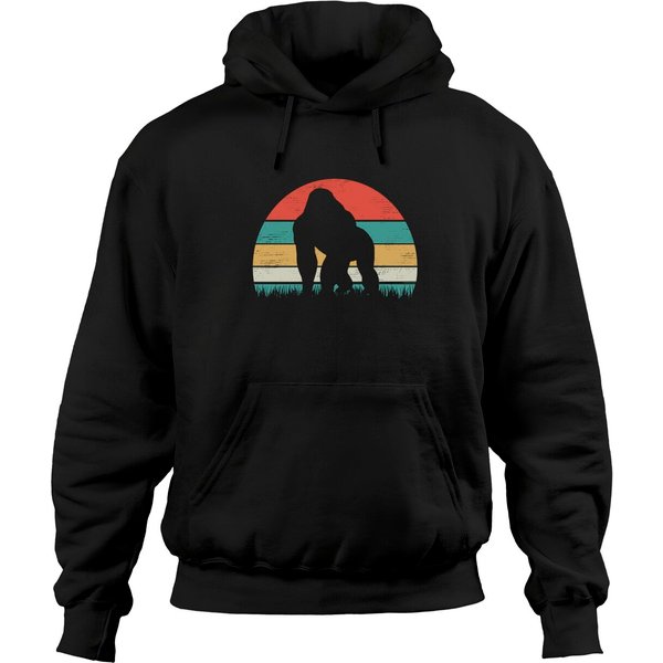 Gorilla Silhouette Hoodie Silverback Gorilla Silhouette Distressed Vintage-image
