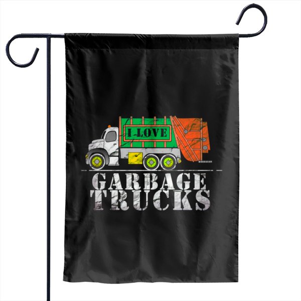 I Love Garbage Trucks Cute Kids Children Teen Or Adult Garden Flags