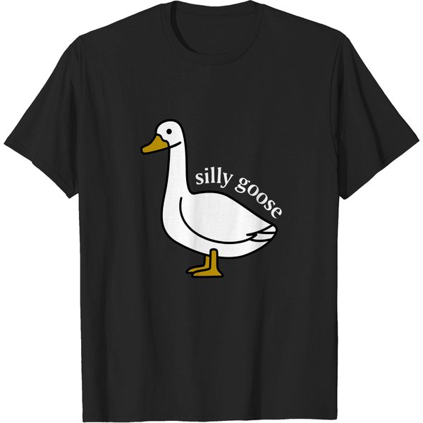 Embroidered Silly Goose T-Shirts, Embroidered Goose Crewneck T-Shirts-image