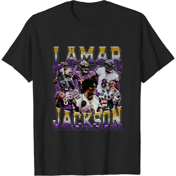 Lamar Jackson Vintage Style 90'S Bootleg T-Shirt, Ravens Flock-image