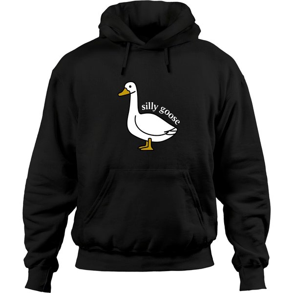 Embroidered Silly Goose Hoodies, Embroidered Goose Crewneck Hoodies-image