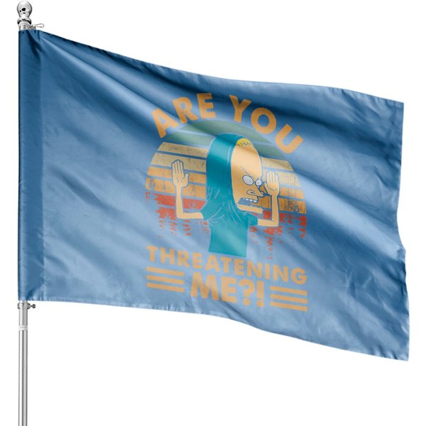 Beavis And Butthead House Flags, Beavis Are You Threatening Me Vintage House Flags-image