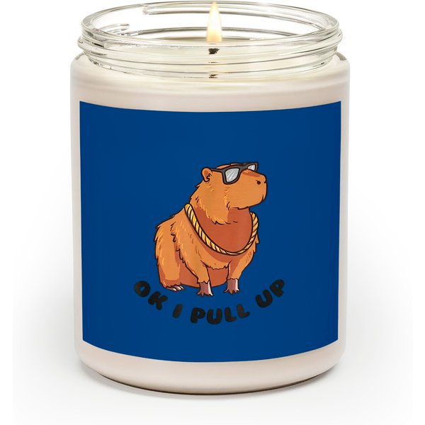Ok I Pull Up Funny Capybara Glasses Dank Meme Scented Candles Scented Candles-image