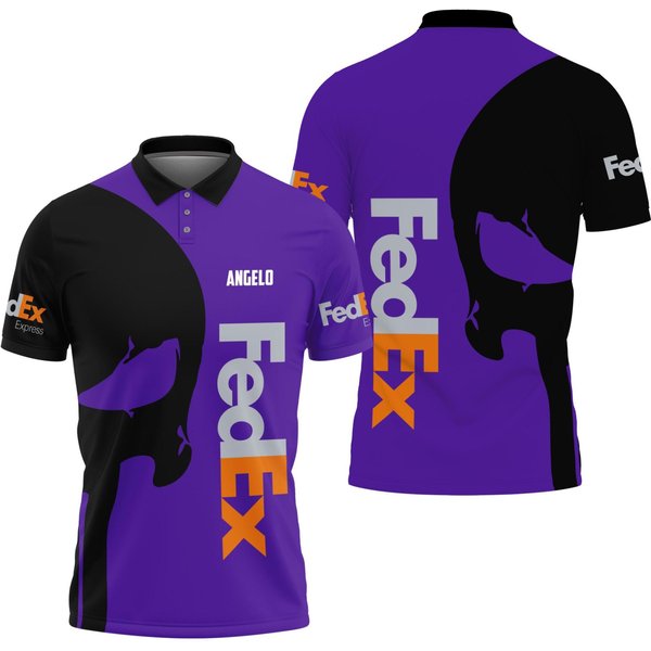 Fedex Express Skull Custom Name Polo Shirt For Postal Worker-image