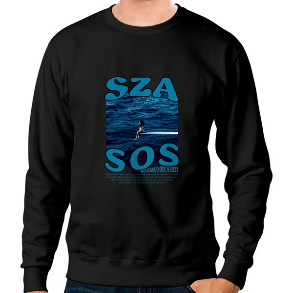 Sza Sos Vintage Sweatshirt, Sza New Bootleg 90S Black Sweatshirt-image